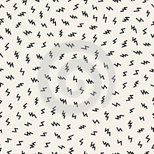 Scattered Geometric Line Shapes. Abstract Background Design. Vector Seamless Black and White Pattern.