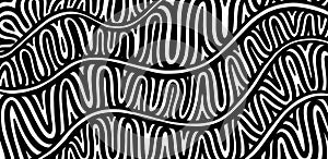 Scattered Geometric Line Shapes. Hand drawn Doodle elements. Abstract Background Design. Vector Black and White Pattern.