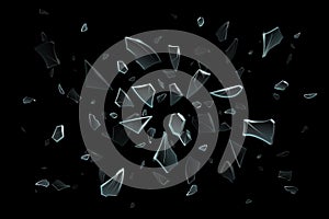 Scattered glass shatters. Pieces of glassy shards, broken window shard and cracked glass realistic vector illustration