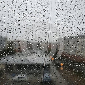 Scattered on a glass window create a textured pattern, distorting