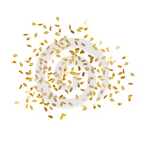 Scattered gold wheat seed design element.