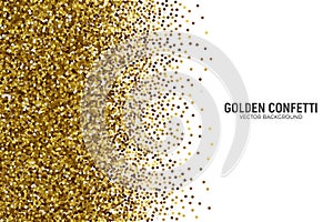 Scattered Golden Confetti Border On White Background