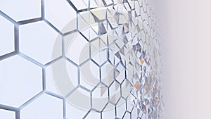 Scattered hexagon geometric perspective grid