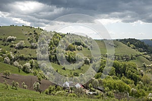 Scattered houses on the slopes of the Banat mountains, Romania