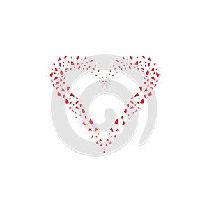 Scattered particles in heart shape vector illustration. Scattered heart. Valentine heart. Different heart forms.