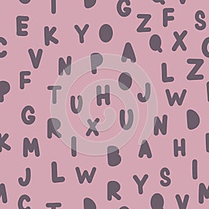 Scattered pattern of latin letters of the alphabet for printing and decoration. Vector illustration.