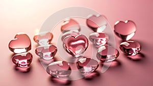 Scattered Pink Heart-Shaped Objects