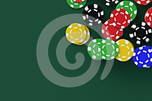 Scattered playing chips on casino table