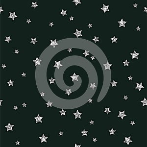 Silver Glitter Stars Seamless Pattern