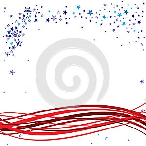Scattered stars in blue and white as mast head with red stripes in waves style