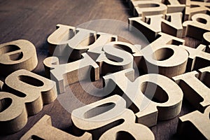 Scattered Thick Wood Alphabets