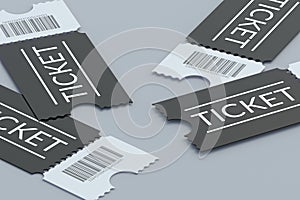 Scattered tickets for cinema, theatre, show and other entertainments