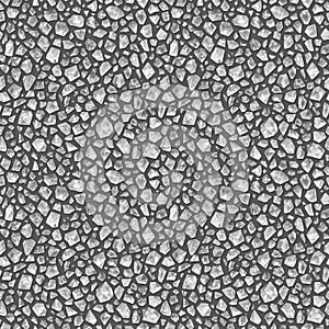 A scattering of artificial pebbles. Seamless texture. monochrome image. Generative ai