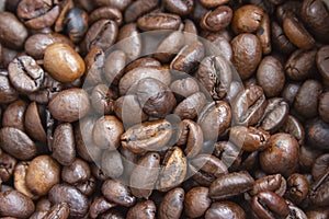 A scattering of coffee beans, texture