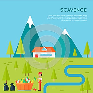 Scavenge Concept Vector in Flat Style Design.