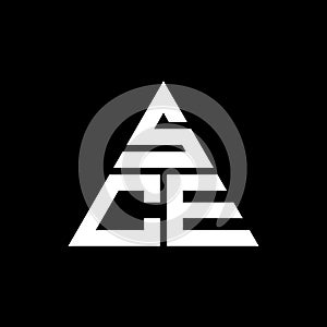 SCE triangle letter logo design with triangle shape. SCE triangle logo design monogram. SCE triangle vector logo template with red