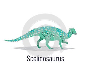 Scelidosaurus. Ornithischian dinosaur. Colorful vector illustration of prehistoric creature scelidosaurus in hand drawn