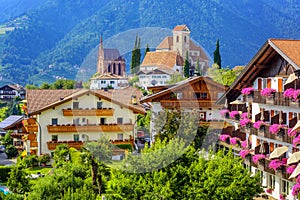 Scena Schenna town in South Tyrol, Merano, Italy photo