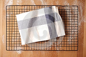 Scenario of a kitchen table top view with baking material