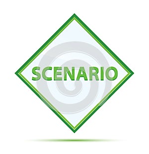 Scenario modern abstract green diamond button