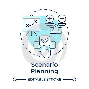 Scenario planning soft blue concept icon