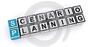 Scenario planning word blocks photo