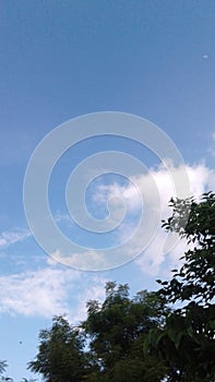 Scenario of white cotton clouds in blue sky