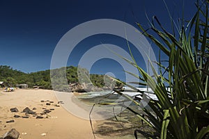 Scene of the beach Pulang Sawai, Wonosari, Java, Indonesia