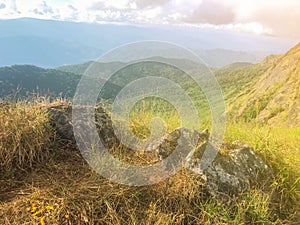 Scene and big rock on the top of mountain at Chaing mai, Thailand