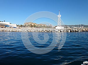 Scene of Cabo San Lucas from a cruise ship. Baja California, Mex