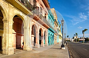 Scene with colorful buildings in downtown Havana