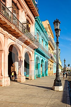 Scene with colorful buildings in downtown Havana