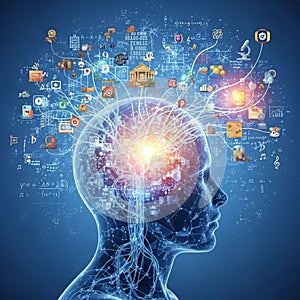 Scene conveys a fusion of human and technological elements in a