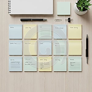 The scene conveys a systematized approach to planning or brainstorming