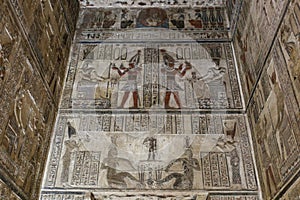 Scene in Denderah Temple, Qena, Egypt