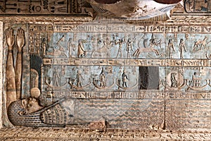 Scene in Denderah Temple, Qena, Egypt