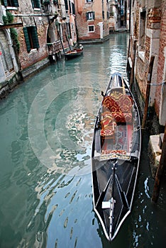 Scene with gondola in Venice, Italy