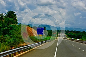 A scene of hills from the highway