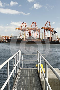 Scene at the international shipping port of Manila