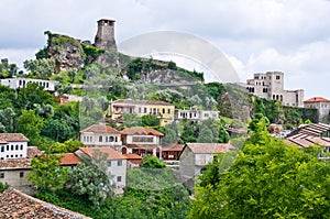Scene with Kruja castle near Tirana, Albania photo