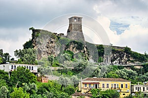 Scene with Kruja castle near Tirana, Albania photo