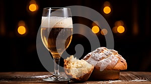 Baroque Chiaroscuro: A Festive Table Setting With Beer And Bread photo