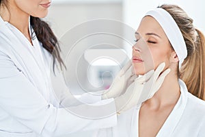 A scene of medical cosmetology treatments botox injection.