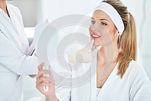 A scene of medical cosmetology treatments botox injection. photo