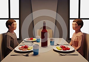 The scene is minimalistic and low poly art style, with neutral