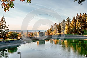 Scene of Mt. Tabor\'s water reservoirs park in Oregon state