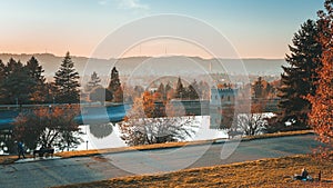 Scene of Mt. Tabor\'s water reservoirs park in Oregon state