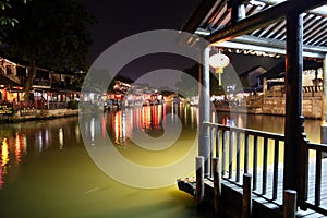 The scene of the night in Xitang ancient town, Zhejiang Province, China