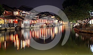 The scene of the night in Xitang ancient town, Zhejiang Province, China