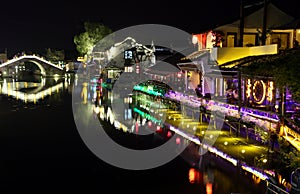 The scene of the night in Xitang ancient town, Zhejiang Province, China